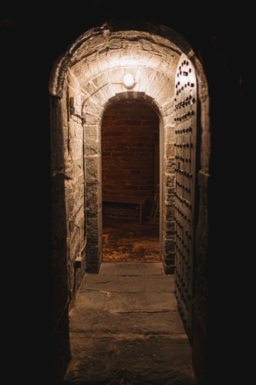 Interior view of Martello Tower 2 on the Plains of Abraham, showcasing stone architecture and historical details.